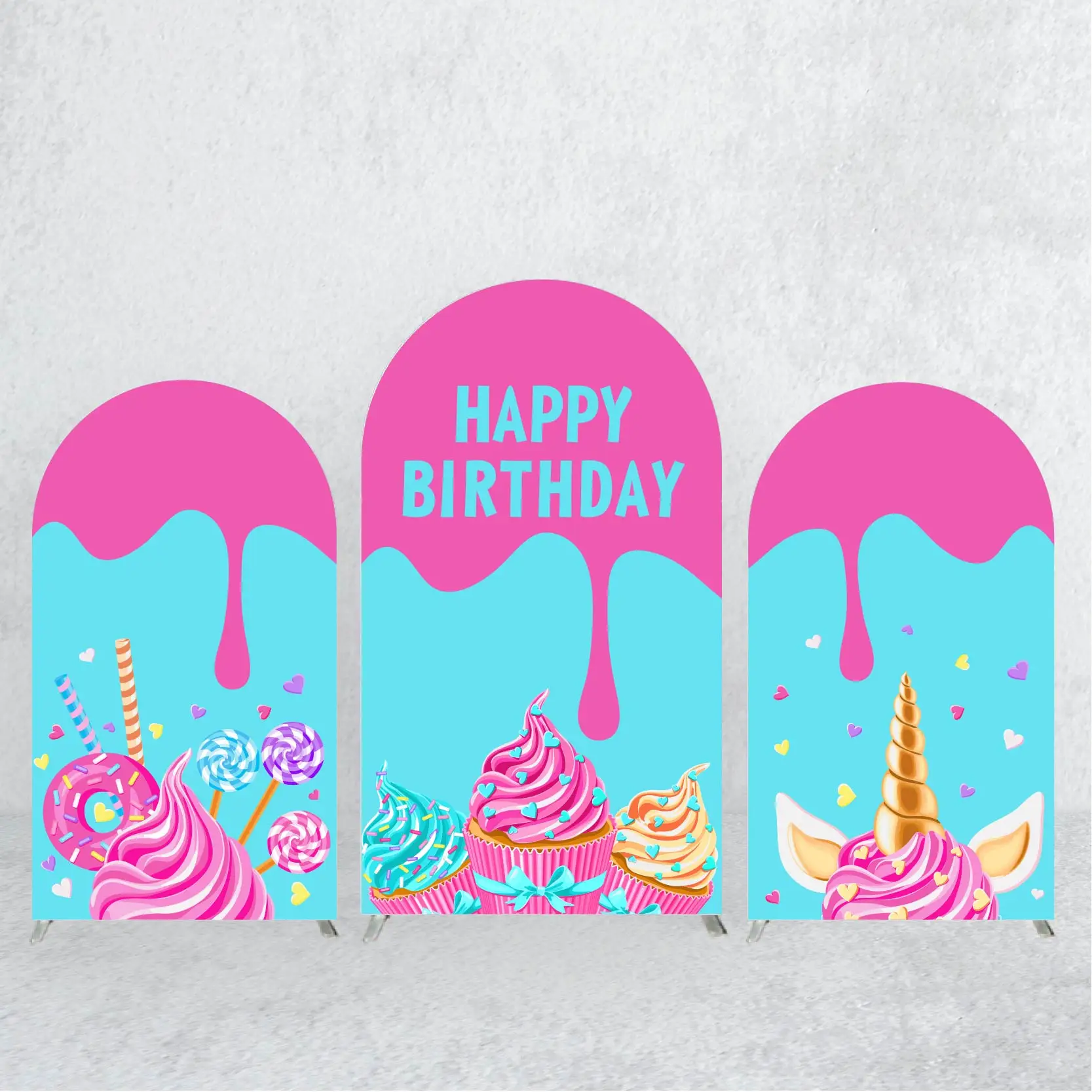 

Pink and Blue Arch Backdrop Cover Happy Birthday Supplies Suitable for Birthday Party Photocall Background Balloons Decoration