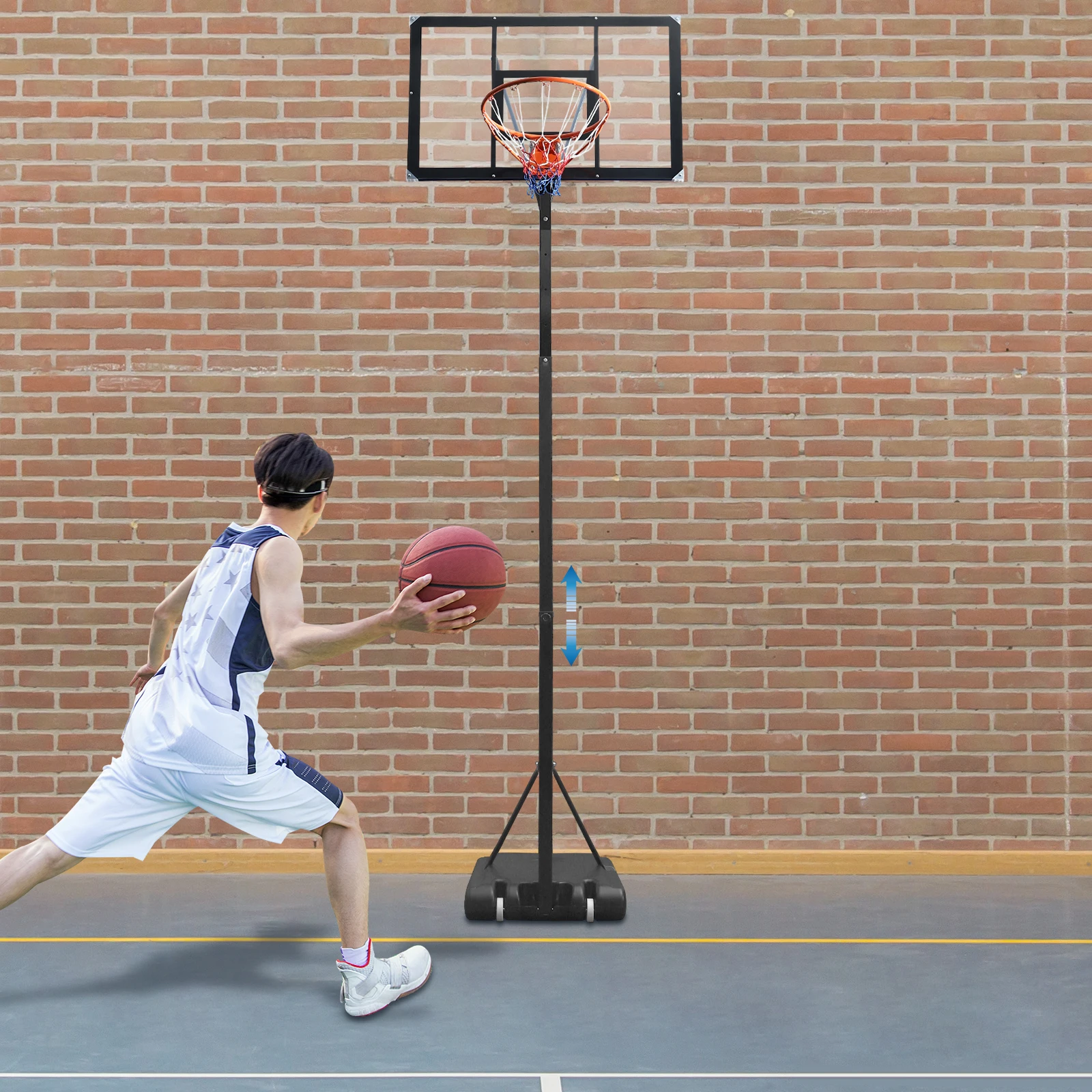 Portable Basketball Hoop Stand Adjustable Height Portable-Backboard System Kids & Adults Basketball Set