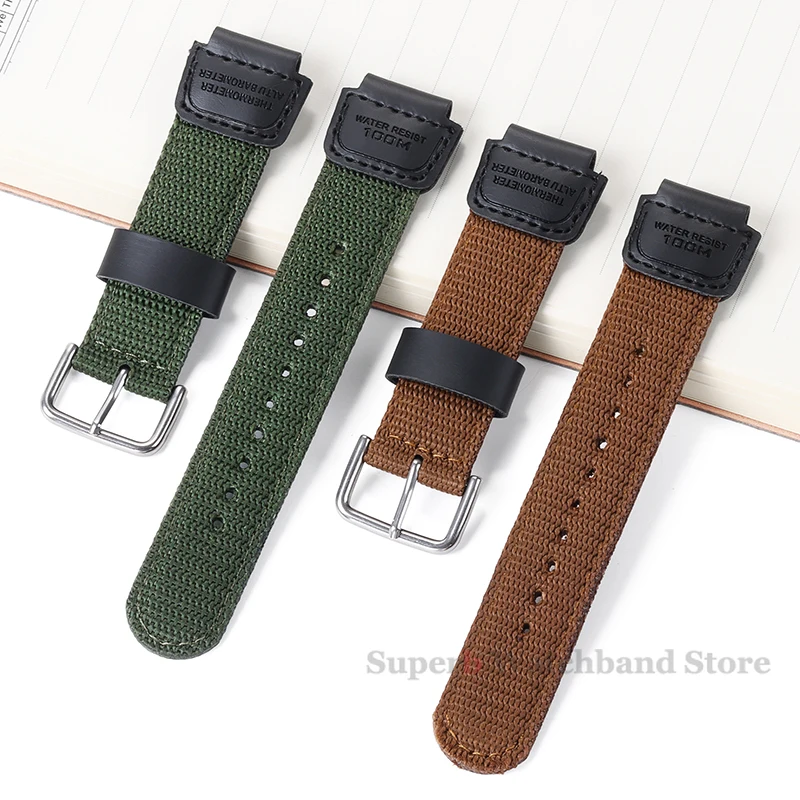 النايلون حزام ساعة اليد 18 مللي متر الرجال قماش الرياضة أسود أخضر سوار حزام ل كاسيو W800H SGW400 F91W F84 F105/108/A158/168 AE1200/1300