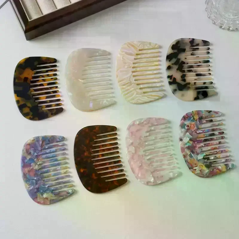 1Pcs Hairbush Women Girls Retro Marbled Scalp Massage Anti-static Portable Comb Acetate Small Hairdressing Comb Styling Tools