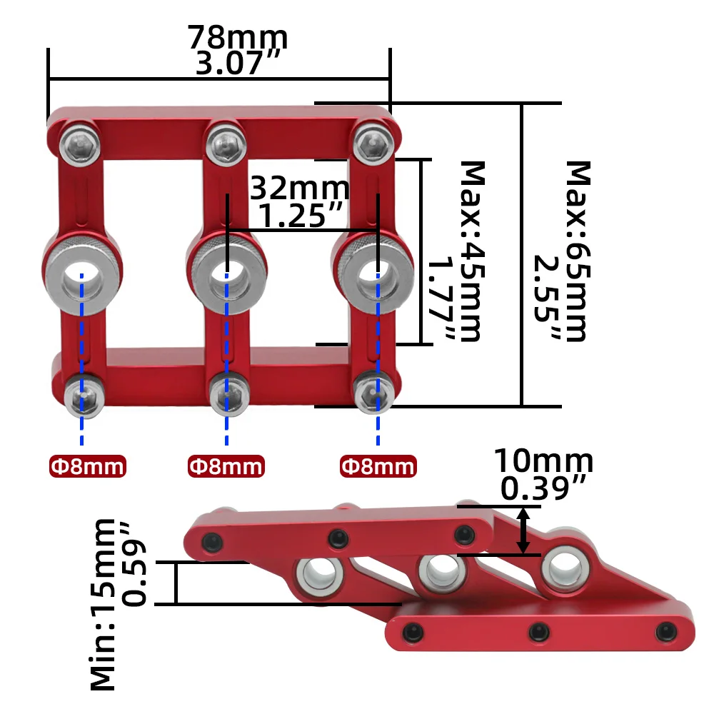 Self Centering Dowelling Jig Woodworking Joinery Hole Drill Guide,Wood Dowel Hole Positioner Locator with 3-10mm Drill Sleeves