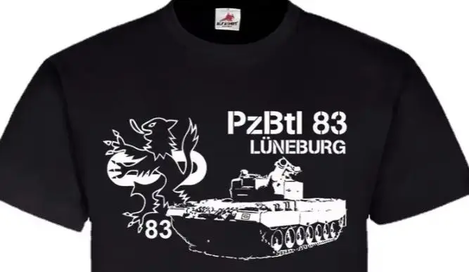 

Футболка PzBtl 83, Lüneburg Panzerbataillon Leopard Panzer Leo 2A4 Wappen. Летняя хлопковая мужская футболка с коротким рукавом и круглым вырезом, новая