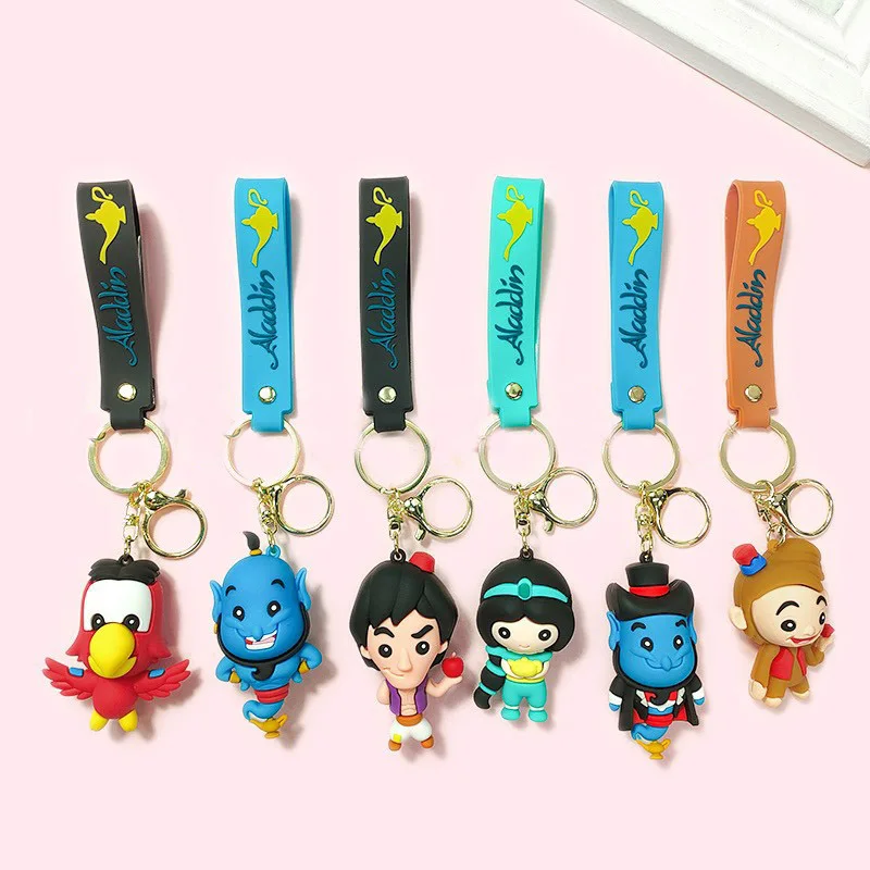 LLavero de Aladino de Disney, bonita princesa Jasmine, lámpara de Aladino, muñeca, mochila, colgante, regalos de festivales para niños