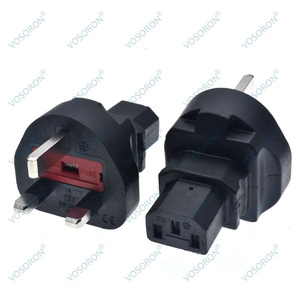 UK BS1363/A Standard Plug to IEC C13 AC Power Adapter,British Male to C13 Female PDU/UPS Server Travel Adapter Plug 250V