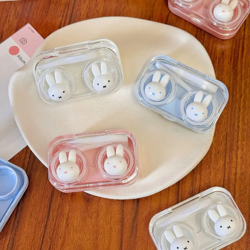 Kawaii Miffy Contact Lens Box Cute Little Rabbit Cartoon Girl Transparent Premium Double Box Portable Contact Lens Companion Box