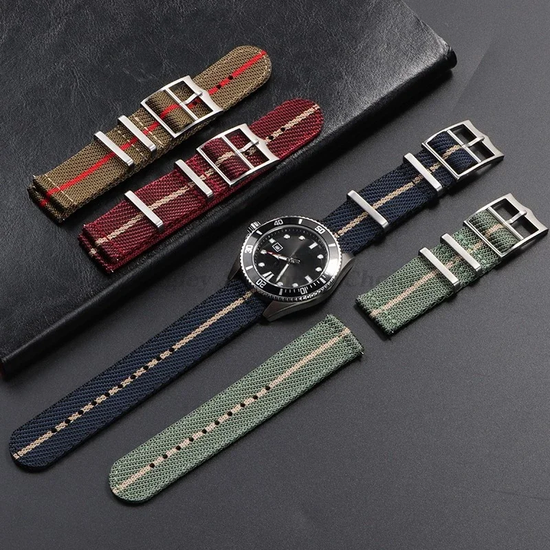 20 مللي متر 22 مللي متر النايلون حزام الساعات ل تيودور ل أوميغا المنسوجة قماش النسيج الفرقة ل Seiko الرجال العسكرية الرياضة الإفراج السريع سوار