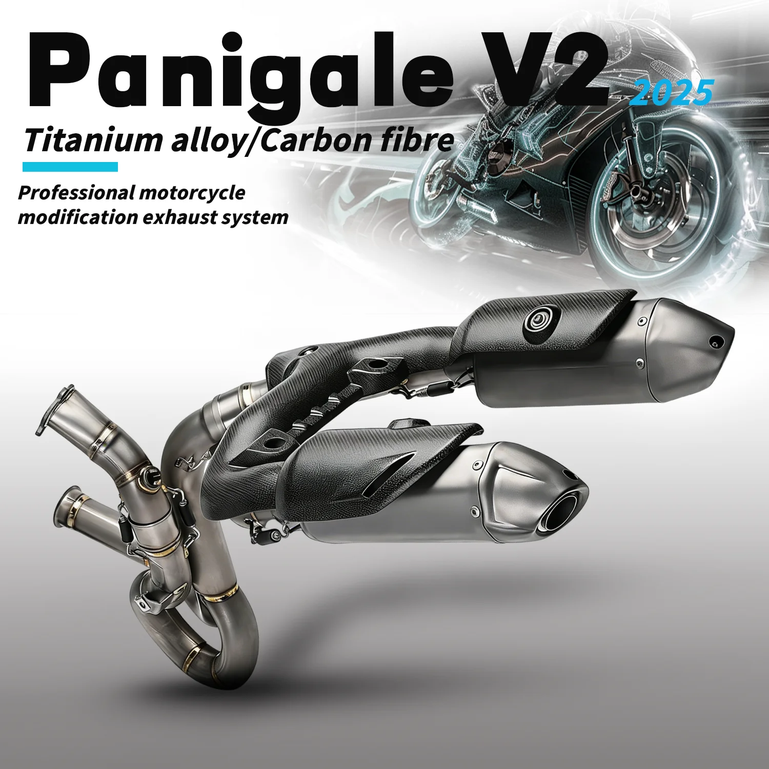 

For Panigale V2 2025 Du-C-t Motorcycle titanium alloy system exhaust carbon fiber tip Dual exhaust for V2