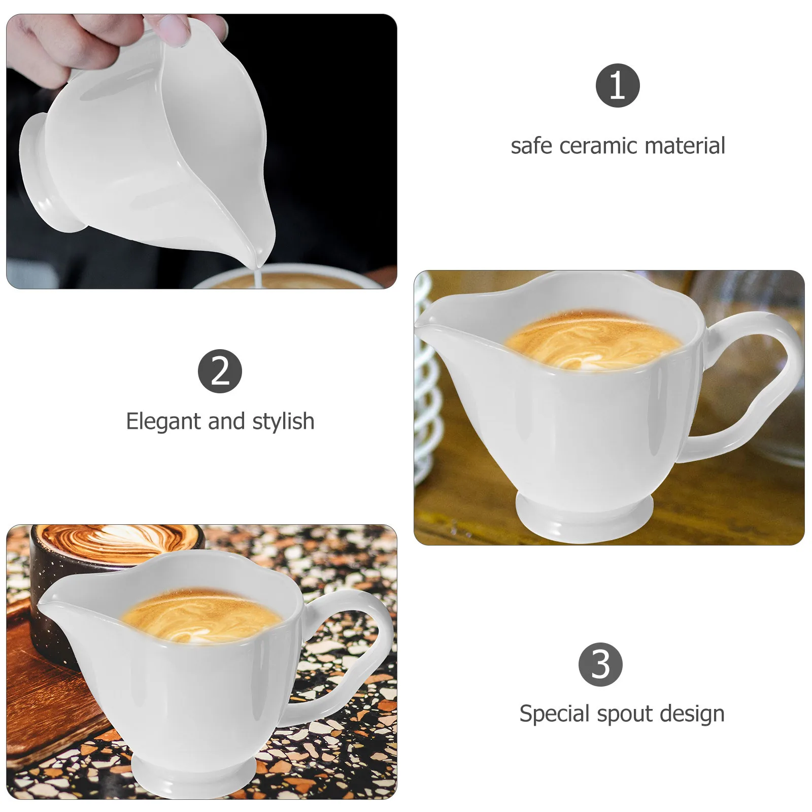 

Mini Ceramic Creamer Pitcher Small Milk Jug Sauce Dispenser Stable Design for Coffee Syrup Butter Serving Creamer Pitcher