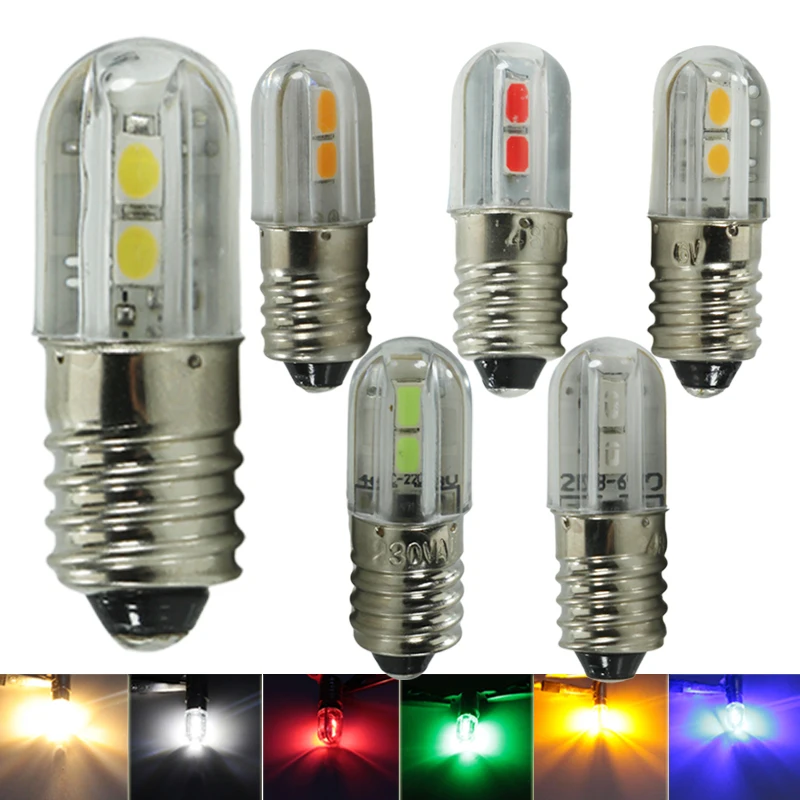 Mini E10 LED Interior Car Bulb 1W Colorful Auto Indicator Warning Light Flashlight 6V 12V 24V 220V Energy Saving Signal Lamp