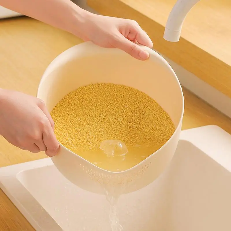 Rice Sieve Plastic Colander Kitchen Drain Basket With Handles Rice Bowl Strainer Strainer Basket Sink Drain Kitchen Tools supply