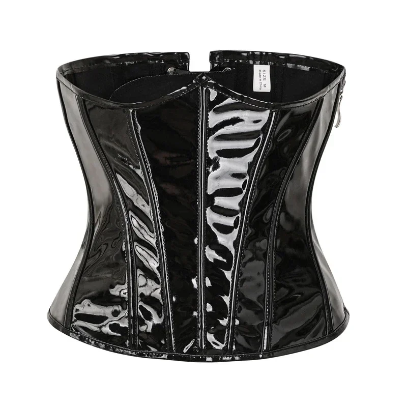 

PVC Corset Top for Women Gothic Underbust Bustier Black Red PU Leather Waist Cincher Corselet Steampunk Corset Lace up Zipper