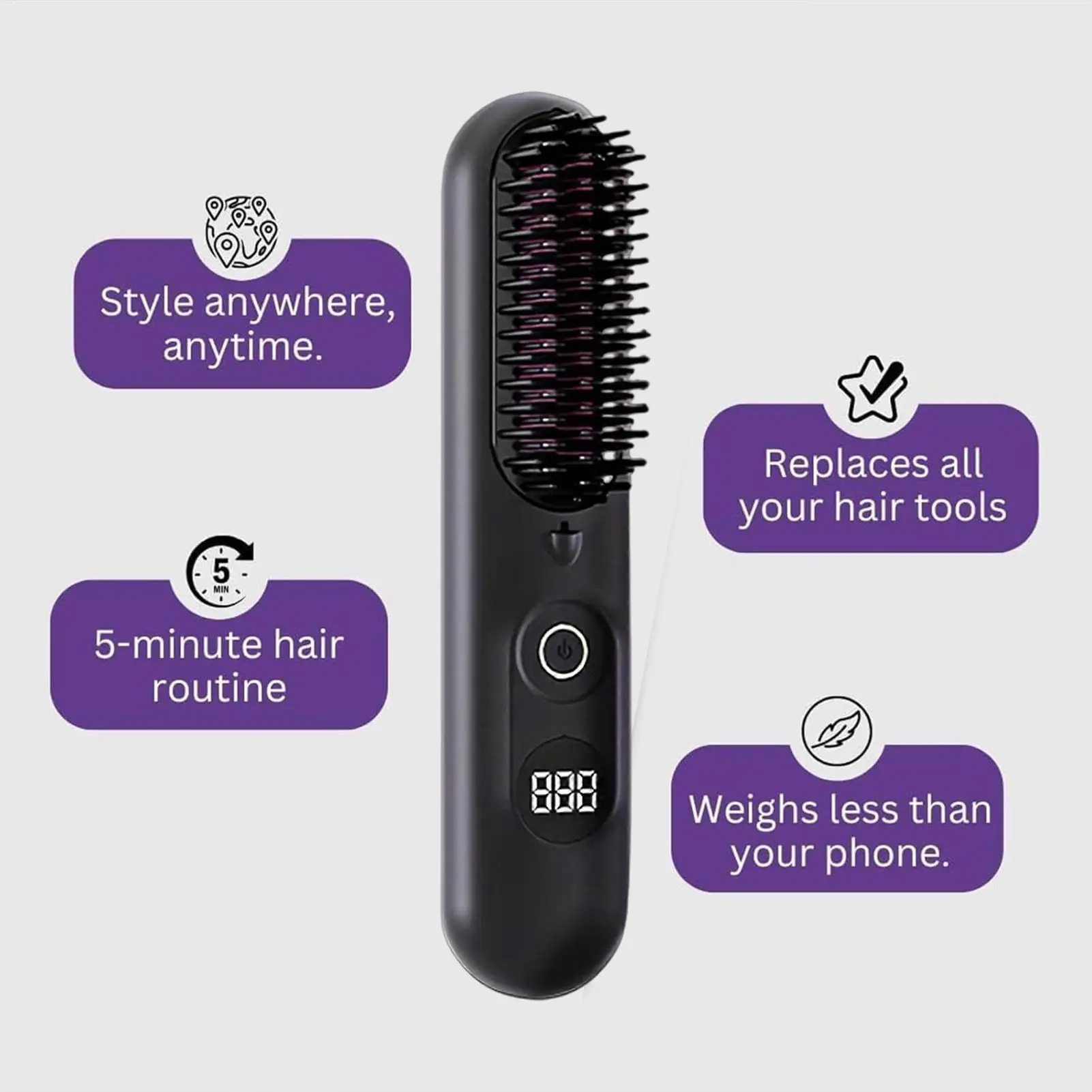 Cordless Hair Straightener Ceramic Heated Cordless Hair straightener travel styling comb for Girls Women Wife Girlfriend Home 5