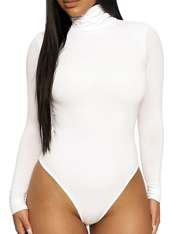 

Женский комбинезон с высоким воротником и длинными рукавами, облегающий, из полиэстера, с короткими брюками, тонкий, стандартный крой