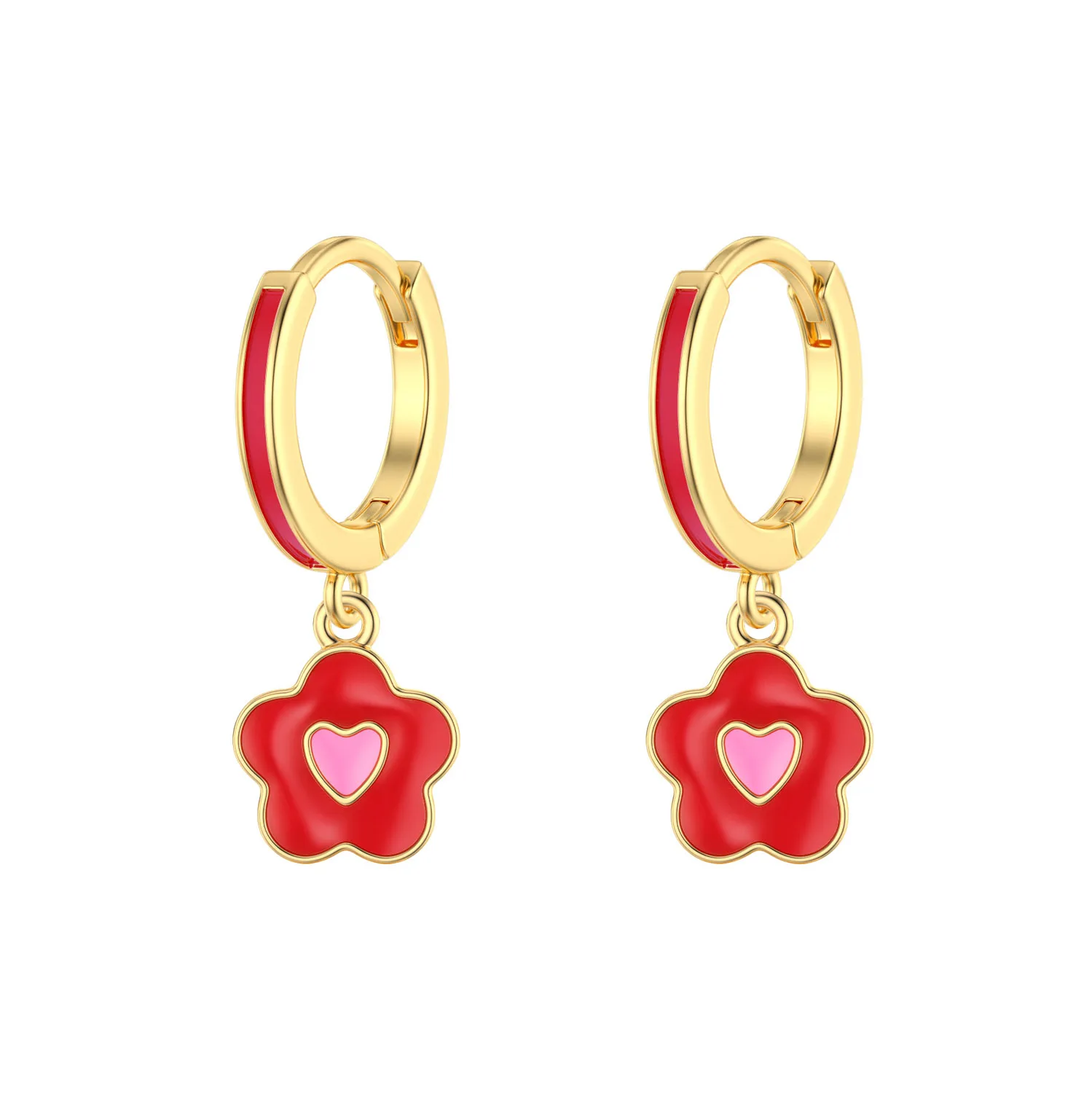 

Cute Tiny Flower with Heart Dangle Earrings Gold Silver Plated for Women Party Pendientes Femme Christmas Gift