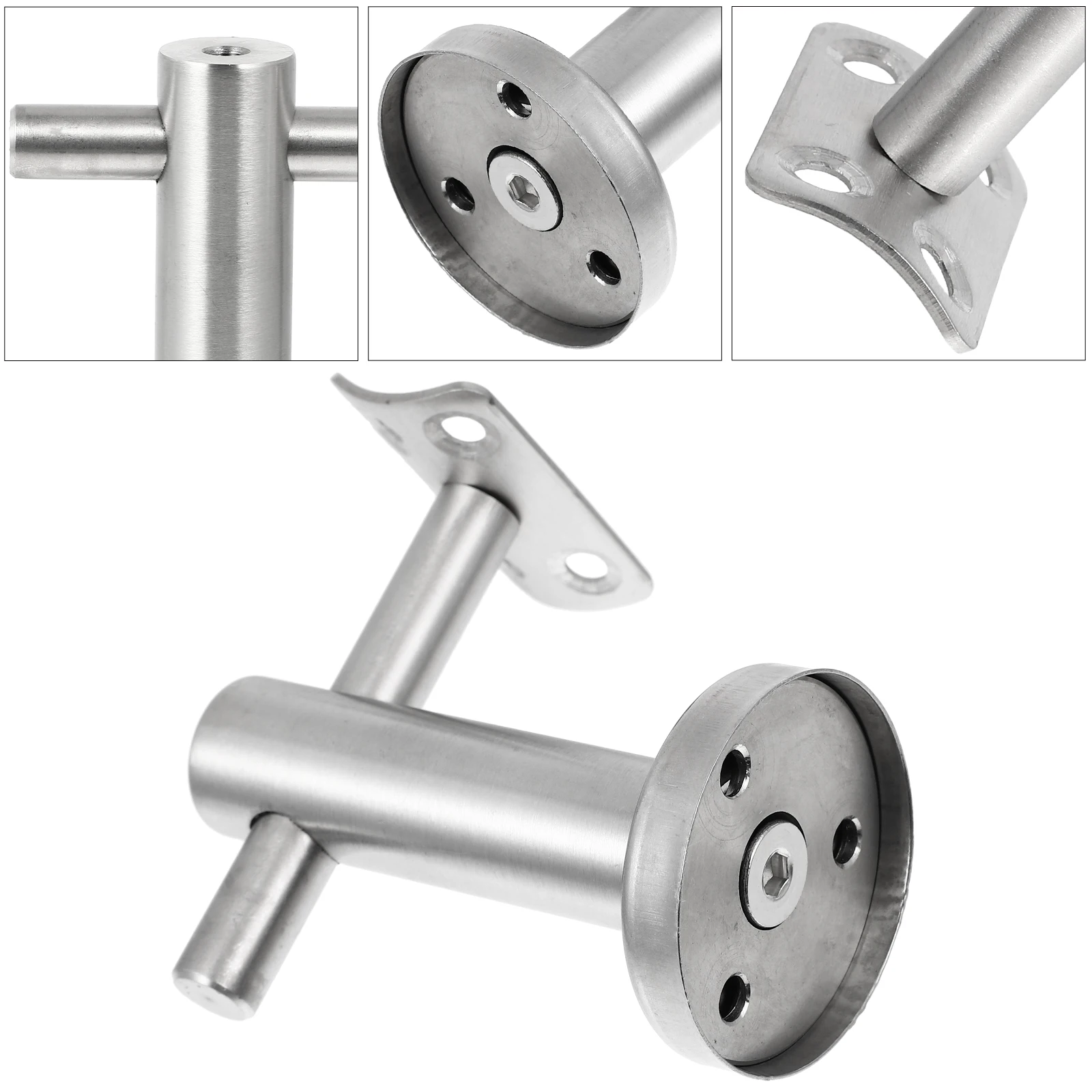

Wall Mount H rail Brackets Stair Railing Support Stainless Steel Holder Metal Banister Easy Assemble Durable Use Home Decor