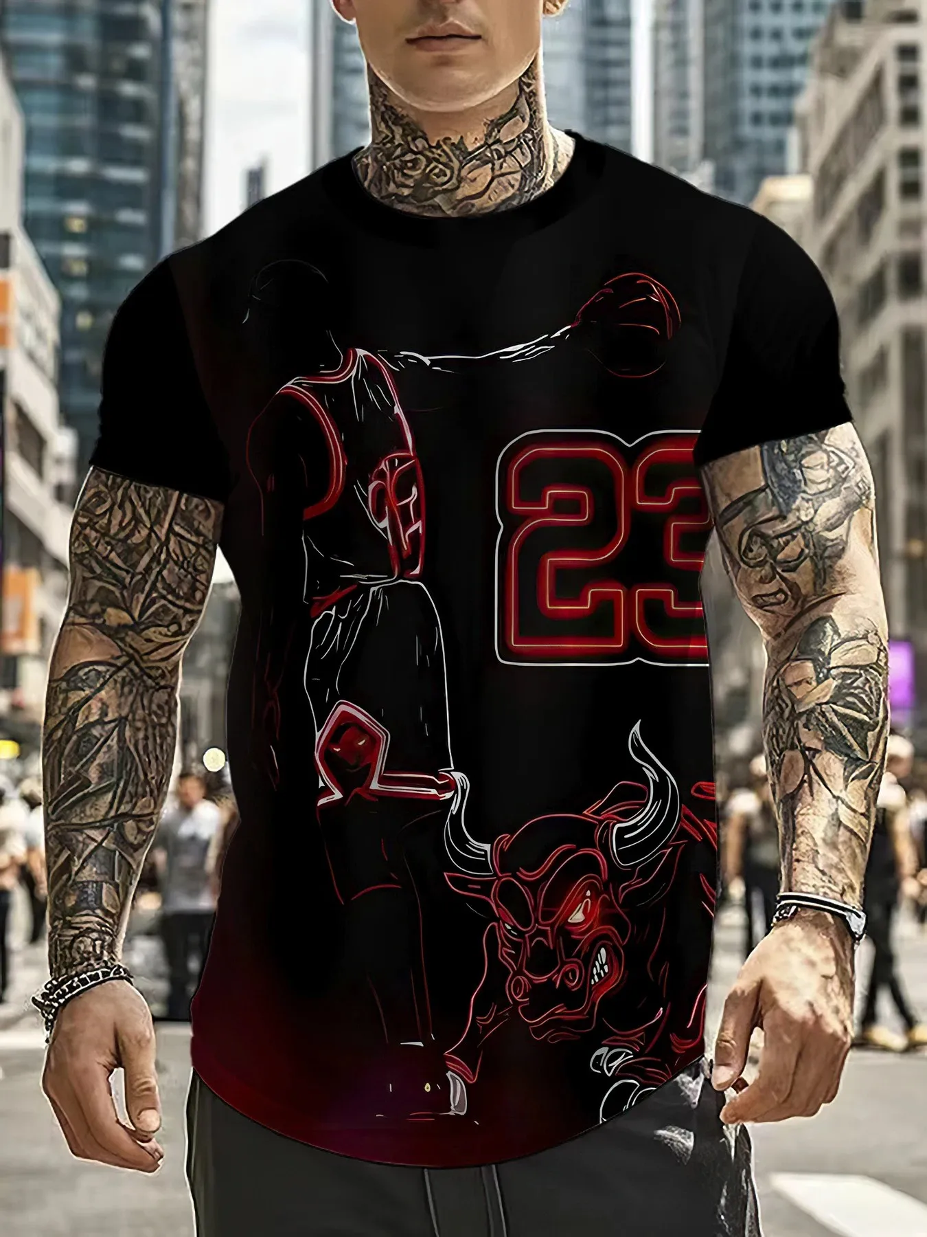 A New Summer 2025 Sporty Casual and Fashionable 3D Digital Printed Comfortable Lightweight and Breathable Men's T-Shirt