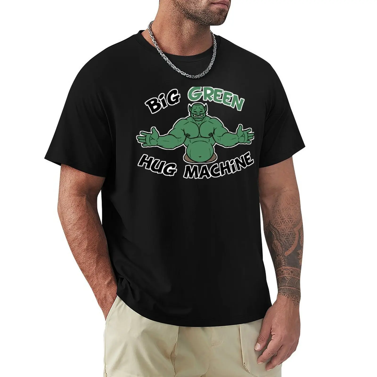 Orc Lover: Big Green Hug Machine T-Shirt Casual Pattern Print Tee Shirt