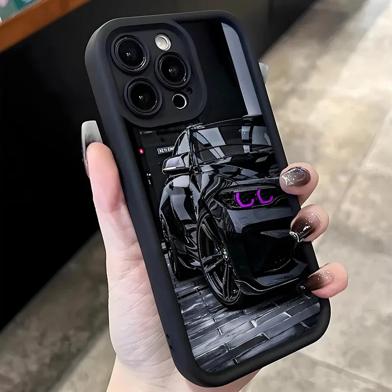 Modische Schwarze Sportwagen-Handyhülle für Samsung Galaxy A17 A07 A06 A26 A16 A06 A35 A55 A25 A15 A54 A34 A36 A24 4G 5G Rückseiten-Cover