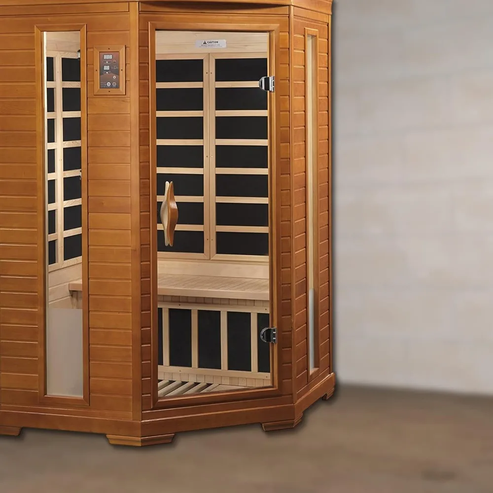 Sauna inframerah sudut rumah 2 orang, Sauna dalam ruangan EMF rendah ukuran penuh Spa pribadi dalam ruangan 49 "x 48" x 76"