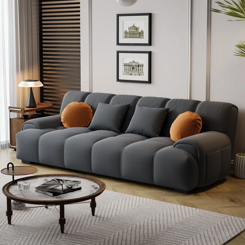 أريكة توفو كريمية لغرفة المعيشة، شقة صغيرة للدراسة، صف مستقيم، سرير أريكة إيطالي بسيط