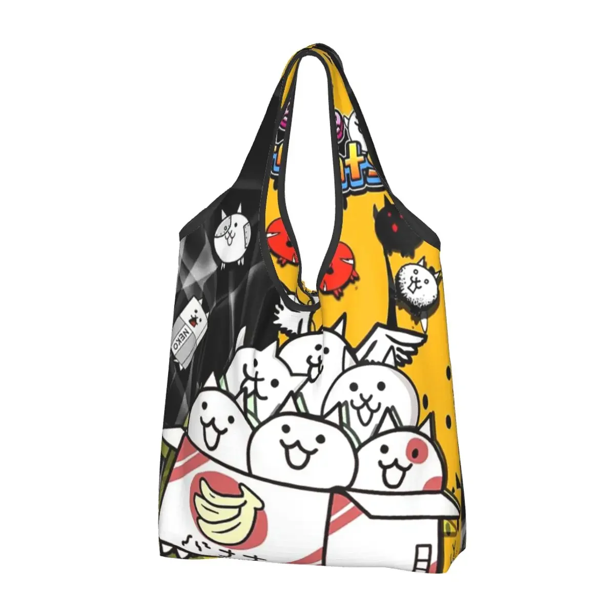 

Battle Cats Portable Tote Shopping Bags Foldable Shopper Bag Groceries Handbag Shoulder Bag