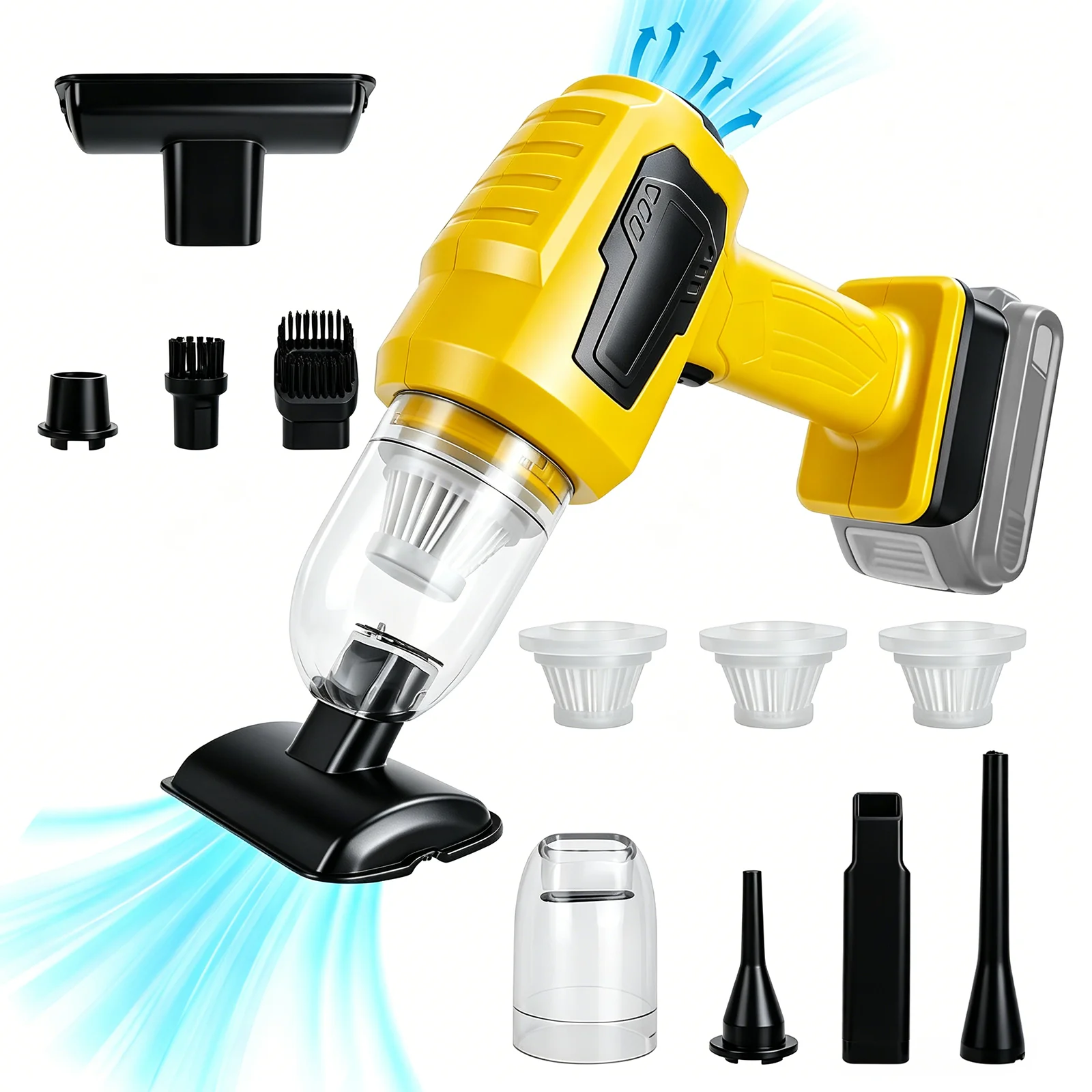 Cordless Handheld Car Vacuum Cleaner 10000Pa Home Vacuum Cleaner and Air Duster with Multi-Nozzles for Dewalt 20V Battery Pin