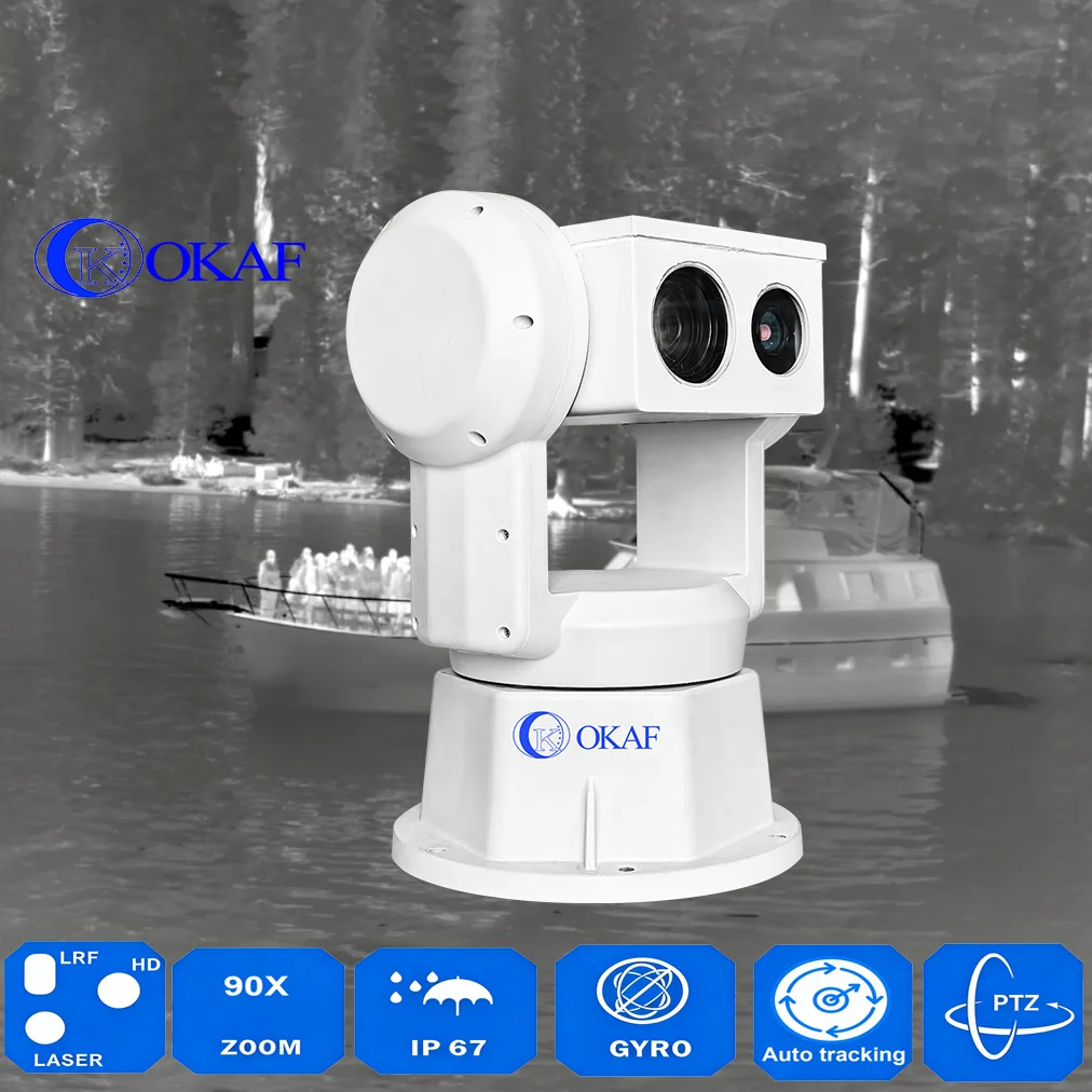 Long Range Detection Smart AI Dual Sensor Day And Night Thermal Image Camera 2MP 4MP 90X Optical Zoom Marine PTZ Camera