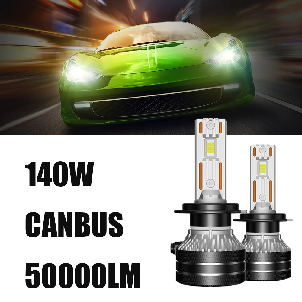 

50000LM H11 H4 H7 LED Headlight Bulb H1 H8 H9 9005 9006 HB3 HB4 6500K 3570 CSP Chip Canbus LED Driver 140W Super Power For Lens