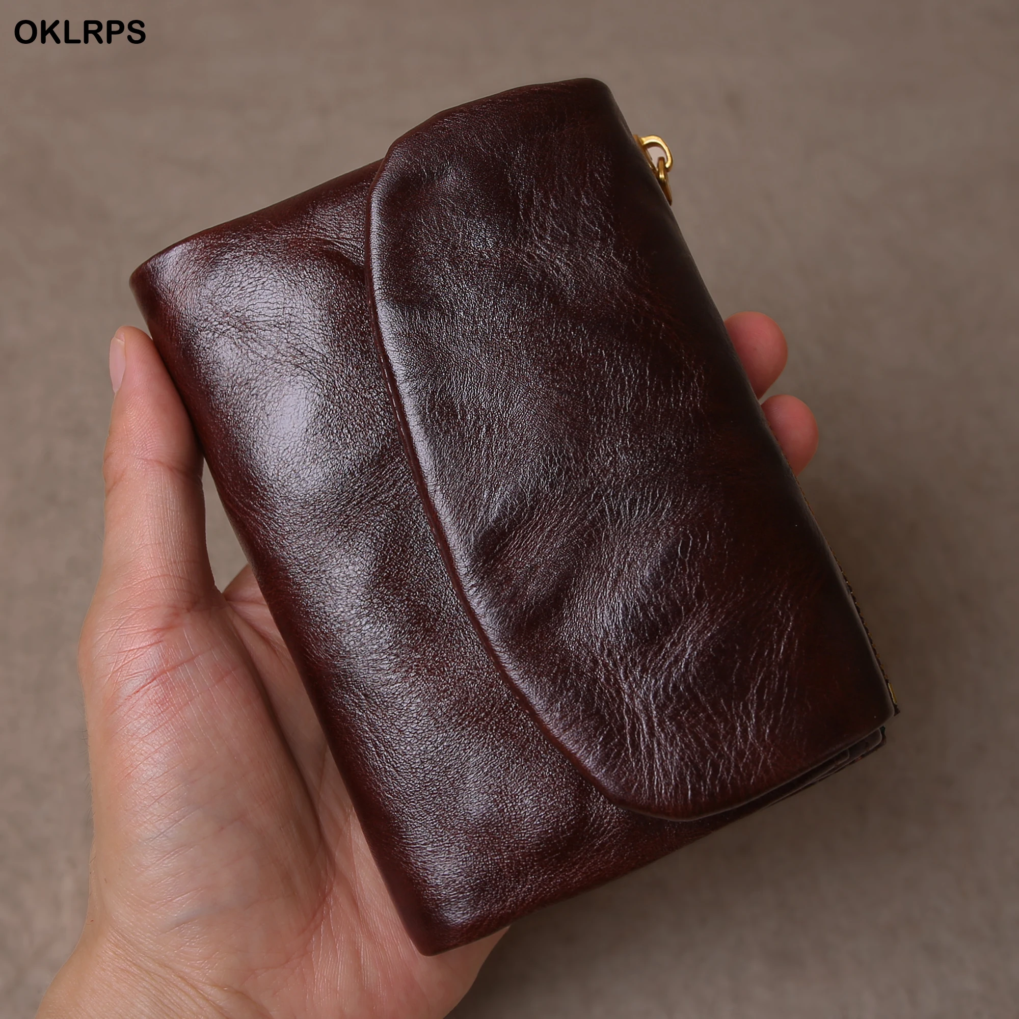 Men's And Women's General-Purpose Top-grain Cowhide Short Wallet With Multiple Card Slots And Genuine Leather Card Holder