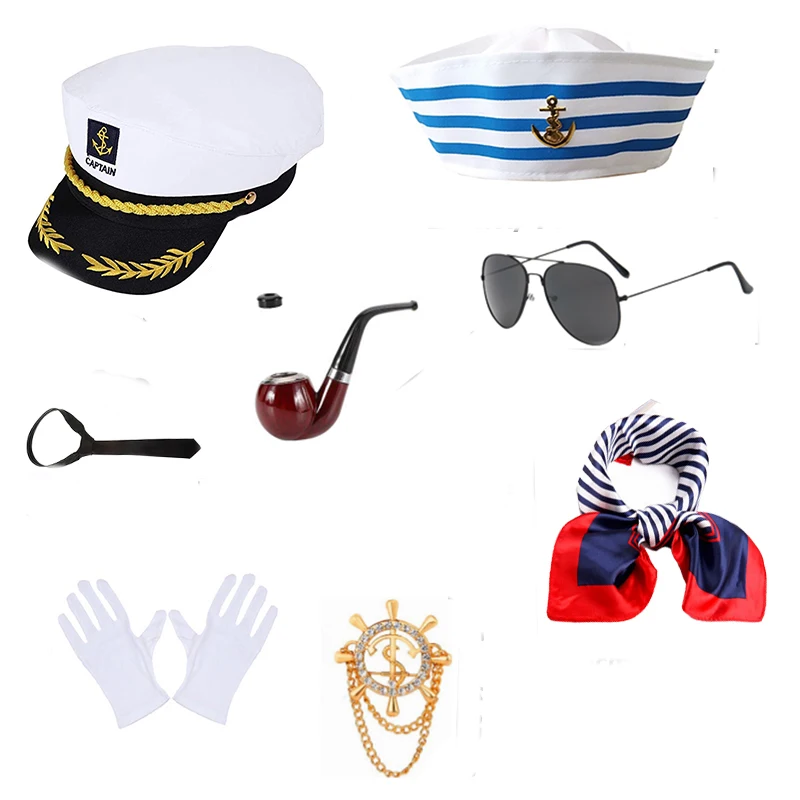 PESENAR Captain Sailor Accessories Costume include Captains hats, Sailor Hat,Scarf, Sunglasses Halloween Dressing up Party