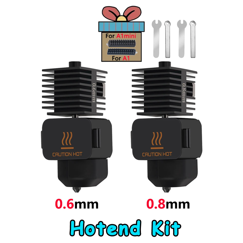 Hotend Voor Bambu Lab A1 mini Montage Hotend Kit 0.2 0.4 0.6 0.8MM Vervangbaar Mondstuk Voor 3D printer Bamboo Lab A1/A1 mini