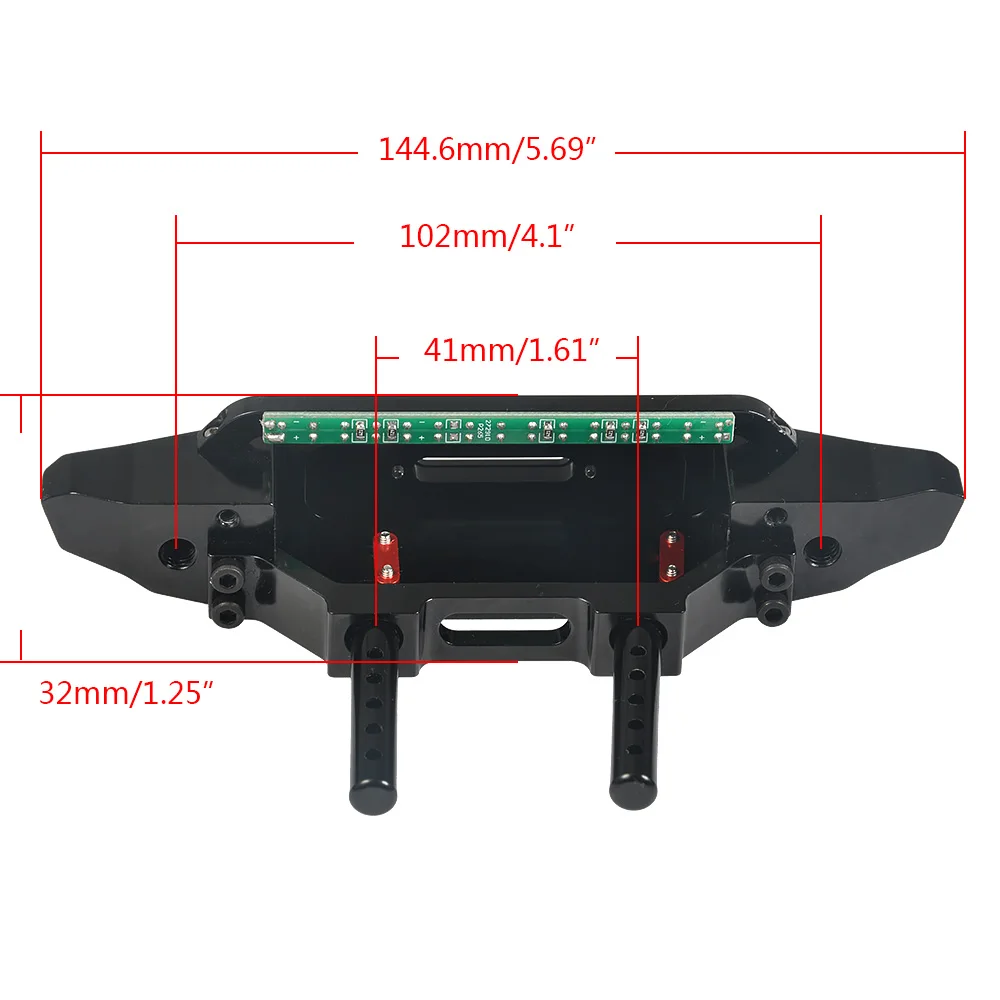 AXSPEED RC Car Front Rear Bumper with Lights for 1/10 RC Crawler TRX4 Axial SCX10 & SCX10 II 90046 D90 Upgrade Parts