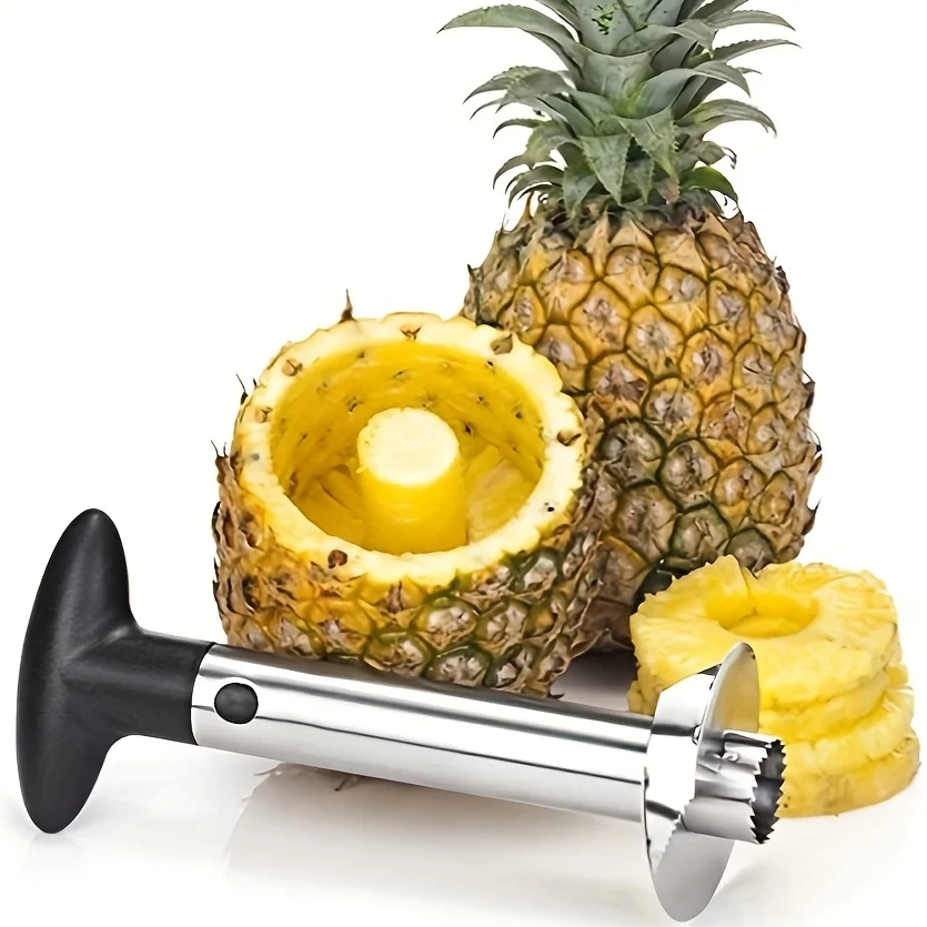 Pineapple Peeling, Coring, And Slicing Tool with a Handle Designed for Effortless Removal of Pineapple Skin And Core