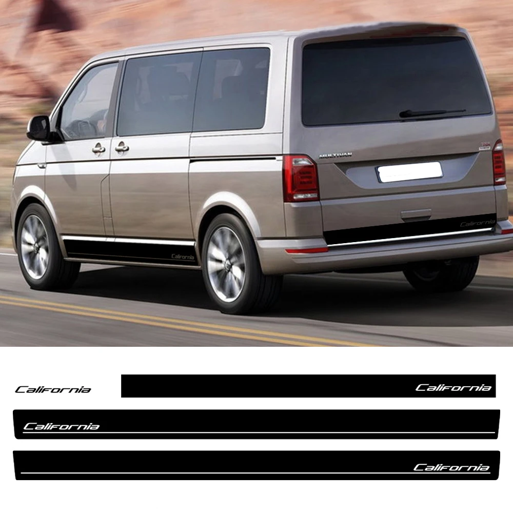 For Volkswagen VW California Transporter T5 T6 4PCS Car Door Side Tailgate Stripe Stickers Vinyl Decals Decoration Accessories