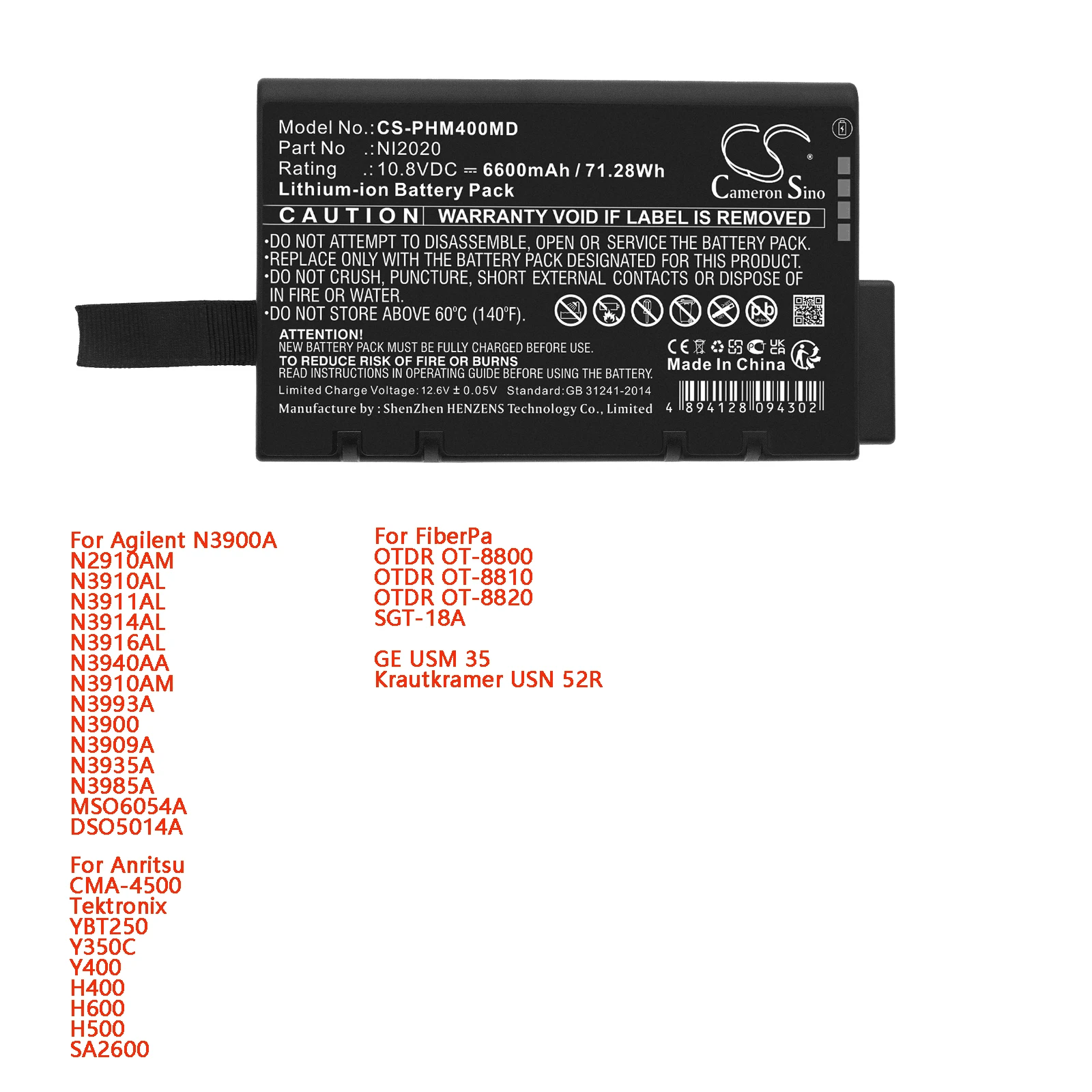 Cameron Sino Medical Battery for Anritsu CMA-4500 For FiberPa OTDR OT-8800 -8810 -8820 SGT-18A For GE USM 35 Krautkramer USN 52R