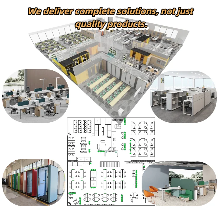 Modern Simple Six-Card Dual Workstation Office Desk Staff Desk Combination PanelSix-Employee Desk for Office Building