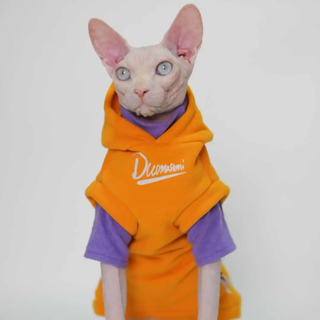 Hairless Cat Clothes Warm and Soft Cat Hoodies for Sphynx, Devon, Cornish and Abyssinian Cats