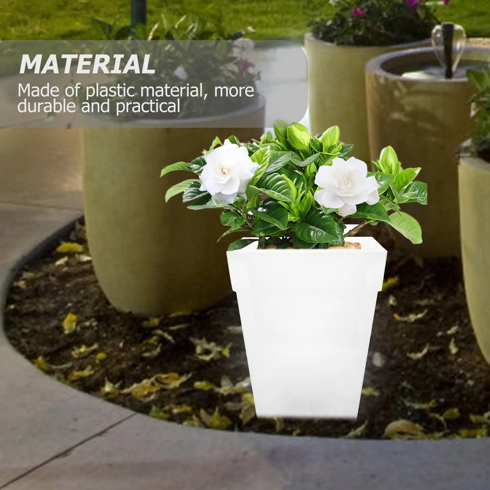 

Square Solar Powered Planter Luminous Plastic Flowerpot Garden Decor Glowing Plant Pot Solar Light Outdoor Garden Planter Lamp