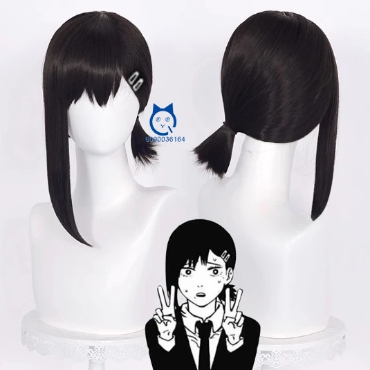 

Chaiiinsaw Man Anime Higashiyama Kobenii Fashion Cosplay 38cm Black Wigs Heat Resistant Synthetic Hair Halloween Party Comic Con