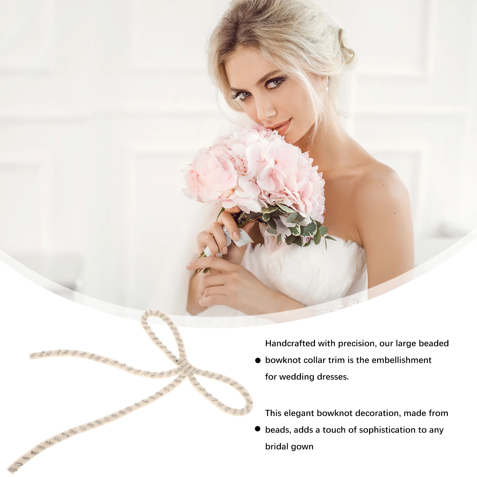 

Beaded Bowknot Decoration Wedding Dress Accessories Handcrafted Large Collar Edge Embellishment Craft Supplies DIY Materials