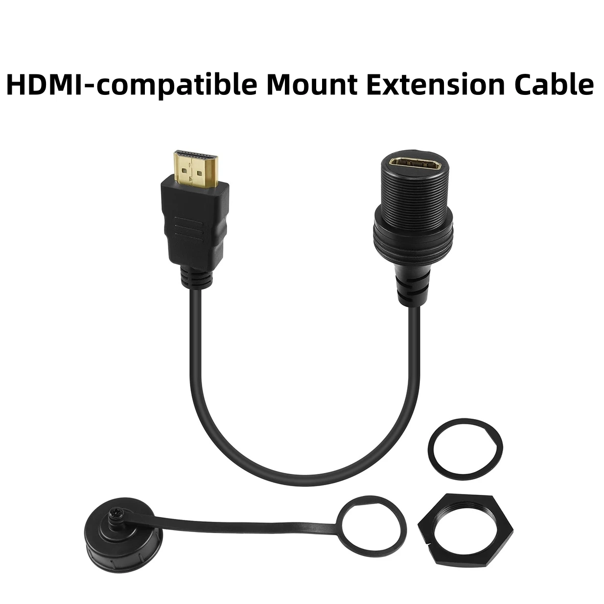 

4K HDMI-compatible Threaded Fixed Mount Display Waterproof Cable Male to Female Extension Cord Panel Mount Socket Car Dashboard