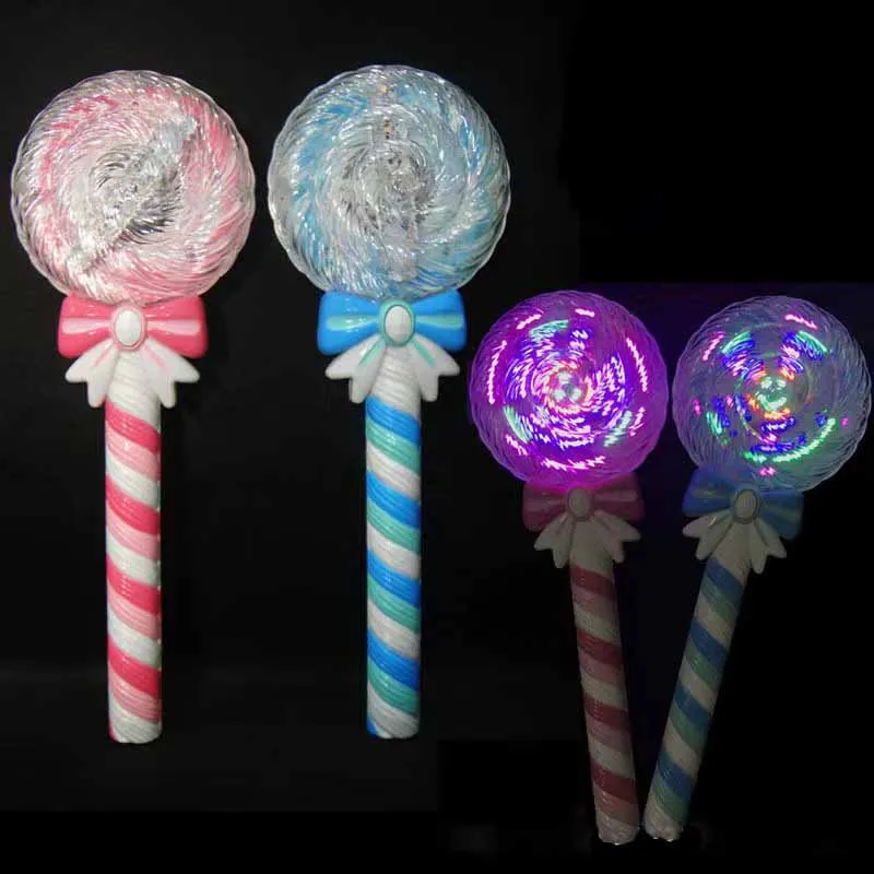 Kids Flash Girl Princess Magic Wand Toy Creative Fun Dazzle Color with Light Music Lollipop Rotating Magic Wand Birthday Gifts