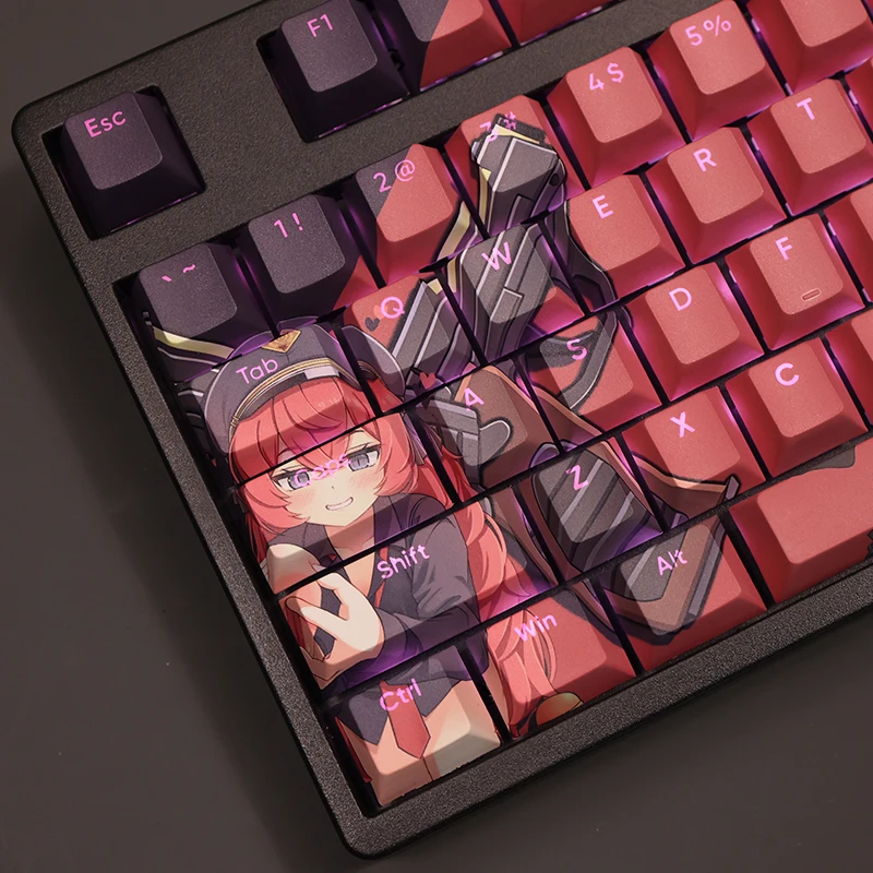 Natsume Iroha 108 Keycap Blue Archive PBT DYE Sublimation Light Transmitting Cherry Switch Key Cover for Mechanical Keyboard