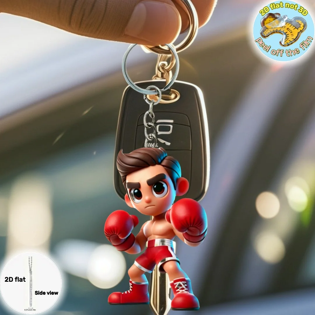 

Cartoon Boxing Boy Pendant Keychain,Boxing Themed 2D Flat Acrylic Ornament Charms,Hanging Decora for Car,Bags,Festive,Party,Gift
