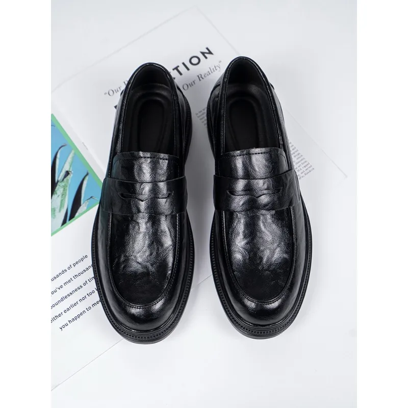 Large Thick Soled Business  Leisure Loafers Breathable Slip Resistant Exquisite  Fashionable Youthful  Fashionable