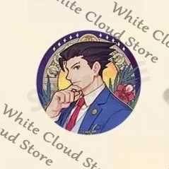 Badge authentique de cosplay Anime Ace Attorney Phoenix Wright Miles Edgeworth, broche, épingle de sûreté, pendentif de décoration pour sac à dos