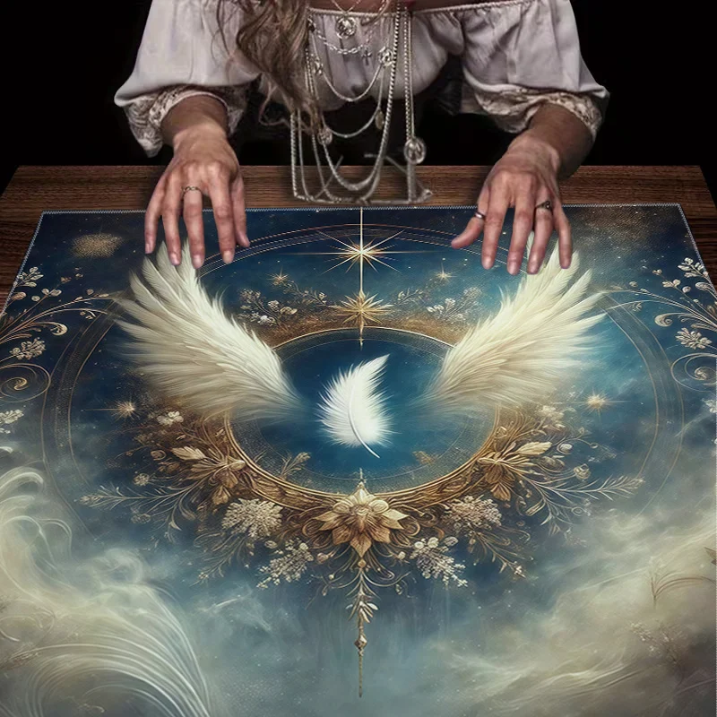 VIKAMA Starry Sky Angel Wings Printed Tarot Tablecloth, Furniture Protection Tablecloth, Party Atmosphere Decoration