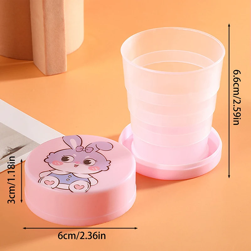 1PC 100ML Folding Cup With Lid Portable Reusable Plastic Water Cup Cartoon Collapsible Mouthwash Cup Travel Outdoor Drinking Cup