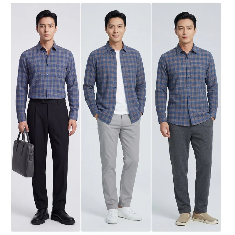 M-5XL Men's Pure Cotton Flannel Shirts Long Sleeve Single Pocket Casual Plaid Thick Soft Cozy Brushed Shirts Blouse Men Clothing
