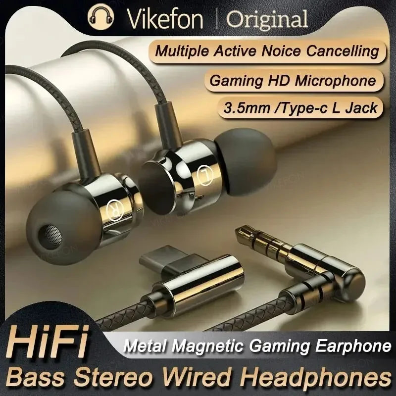 NEW Magnetic Wired HIIF Bass Stereo Game Headphone L Jack Music Headset 3.5mm AUX Type-c Earphone For Mobile Phones and Computer